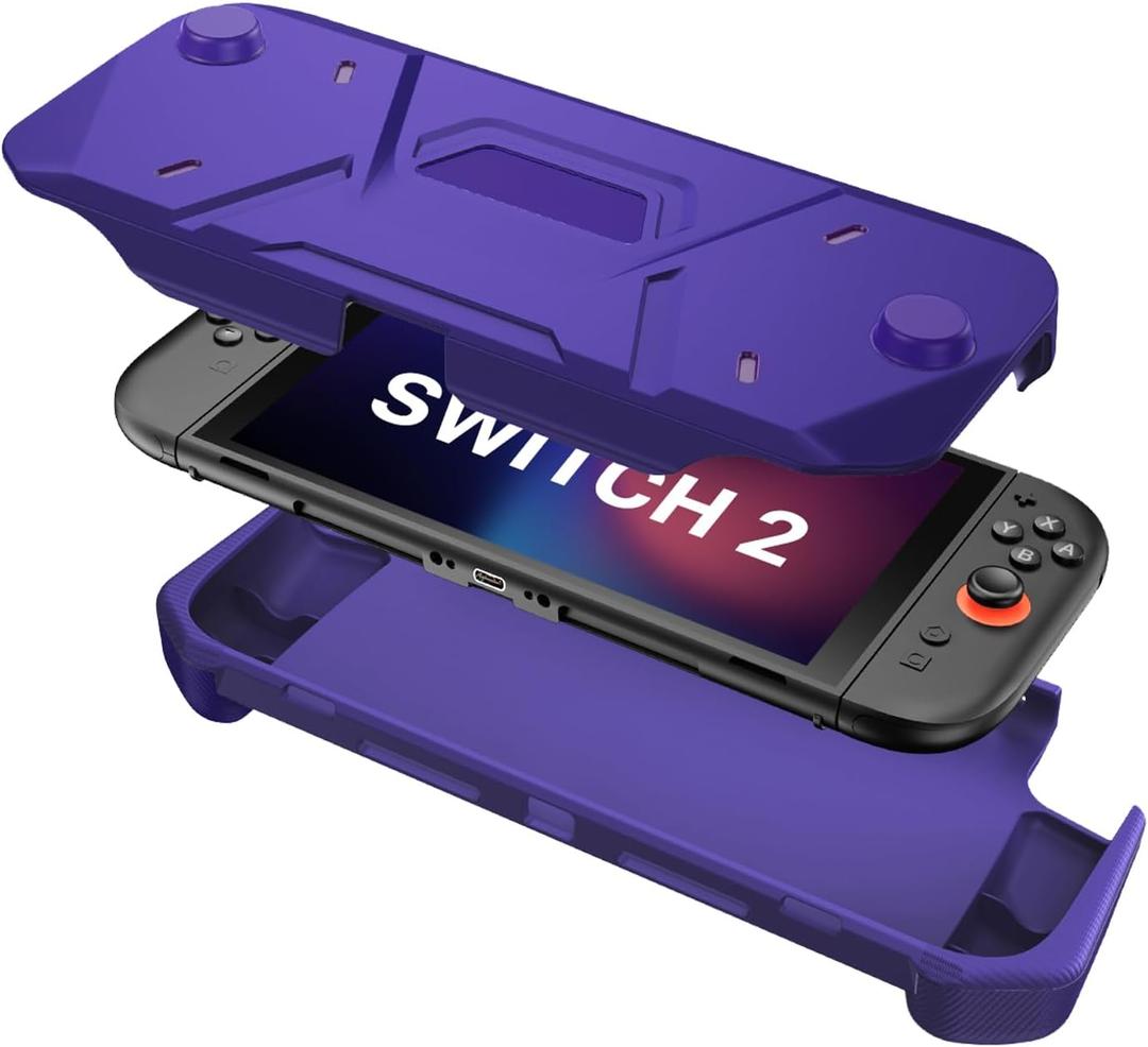 FIWWAT Protective Case for Nintendo Switch 2 (2025), TPU Middle Frame & PC Front Protector 360 Protection, Non-Slip Ergonomic Grip, Shockproof & Anti-Scratch Shell Cover , Purple