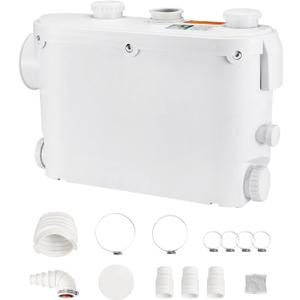 Happybuy 500W Macerator Pump  29 GPM Flow, 8m Head, Wall-Mounted Upflush System for Toilet, Shower, Sink & Laundry