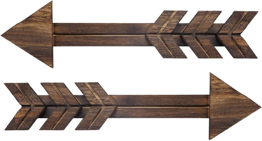 Dahey Rustic Wooden Arrow Wall Decor Farmhouse, 15" Wood Arrows Sign Wall Hanging Art Christmas Decoration for Home or Wedding, Set of 2