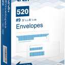 Vivin 520 No.9 Flip and Seal Security-Tinted Business Envelopes for Quickbooks Invoices and Business Statements, Home & Office, 3-7/8 x 8-7/8 Inches, Double Window, 24 LB, White