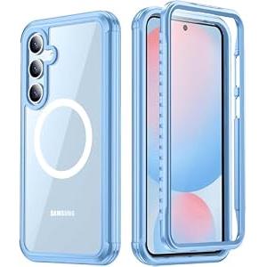 Temdan for Samsung Galaxy S24 FE Case, [Built-in Glass Screen Protector][Compatible with Magsafe][Full Body Shockproof][Work with Fingerprint ID] Heavy Duty Protection Phone Case for S24 FE 6.7"