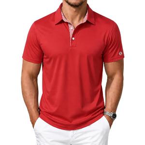 SWISSWELL Mens Long Sleeve Shirts Button Down Business Casual Shirt, Red Large
