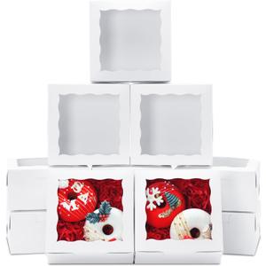 100pcs 5x5x2.5 Inch Cookie Boxes with window Bakery Boxes Dessert Treat Box Chocolate Covered Strawberries Box for Wedding Party Birthday