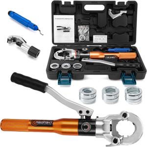 Copper Pipe Crimping Tool - with 1/2", 3/4", 1" Jaws, Copper Tube Fittings Hydraulic Pipe Crimping Tool for Pro Press, Viega Copper Pipe Fittings