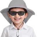 Century Star Baby Sun Hat with Sunglasses for Girls Boys Neck Flap Protection UPF 50+ Beach Hats Kids Wide Brim Outdoor Swim Cap for Toddler A4 Grey 2-6 Years