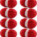 8 Pack Chunky Yarn for Hand Knitting - Chunky Chenille Blanket Yarn for Crocheting - Jumbo Fluffy Yarns for Crochet - Super Bulky Yarns 25 yds 7.7 oz Each Skein (Red)