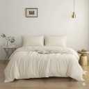 PHF Linen Duvet Cover King Size, 85% Rayon Derived from Bamboo & 15% Natural Linen, Airy Breathable Duvet Set for Hot Sleepers, 3PCS Luxurious Comforter Cover Bedding Collection, 104"x90", Linen Cream