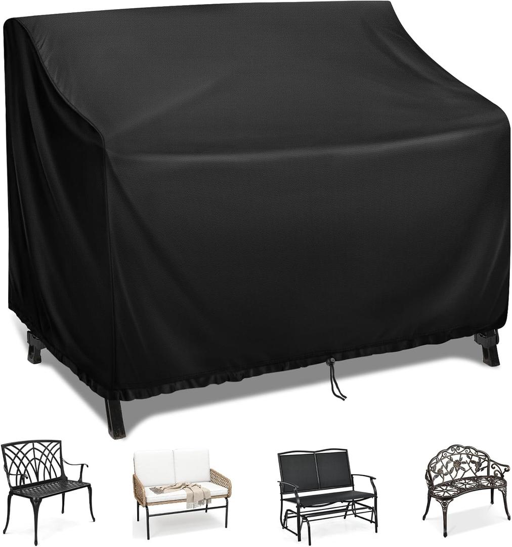 Kingling Outdoor Bench Covers, Patio Loveseats Cover Waterproof Bench Covers for Outdoor Furniture Glider Chair Sofa Cover, 48" W x 29" D x 36" H Black Kingling Outdoor Bench Covers, Patio Loveseats Cover Waterproof Bench Covers for Outdoor Furniture Glider Chair Sofa Cover, 48" W x 29" D x 36" H Black
