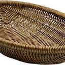 Handwoven Natural Wicker Abaca Decorative Oval Baskets - Set of 2, for Storage, Organization, Serving Bread, Fruit, Perfect for Table, Kitchen, Bathroom Counters, 10" x 8" x 3.25"