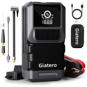 Q13 4000A Portable Car Jump Starter with Air Compressor 150PSI, Jump Start Battery Pack(10.0L Gas/8.0L Diesel), 12V Jump Box with 3 Modes Flashlight & Jumper Cable, LCD Display Power Bank