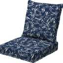 Arden earthFIBER Outdoor Deep Seat Cushion Set, 24 x 24, Rain-Proof, Fade Resistant, Deep Seat Bottom and Back Cushion for Chair, Sofa Navy Blue King Palm (1 Pack)