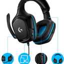 Logitech G432 Wired Gaming Headset, 7.1 Surround Sound, DTS Headphone:X 2.0, Flip-to-Mute Mic, PC (Leatherette) Black/Blue