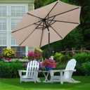 MEWAY 9ft Patio Umbrella Outdoor Table Umbrellas with Push Button Tilt and Crank, Market Umbrella 8 Sturdy Ribs for Deck, Garden, Pool and Backyard, Beige