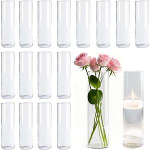 Glass Vase 18pcs Glass Cylinder Vases for Centerpieces Small Flower Clear Vases Home Decor Centerpiece Table Flower Vase Decorations for Office BeautificationHoliday 7.5 Inch Tall