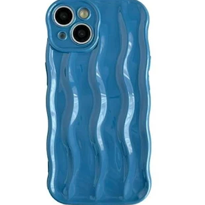 Caseative for iPhone 14 Case,Water Ripple Pattern Curly Wave Frame Soft Phone Case (Blue)