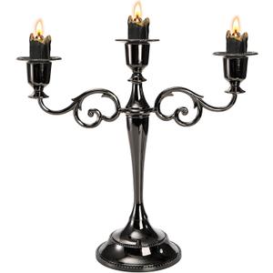 YOUEON 3 Arm Black Candelabra, Candelabra Candle Holder, 10 Inch Tall Candlesticks Holder, Elegant Taper Candle Holder Centerpiece for Wedding, Church, Halloween, Dining, Home Decor