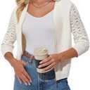 GRACE KARIN Womens Lightweight Summer Cardigan 3/4 Sleeve Cropped Cardigan Dressy Zip Up Sweaters Jacket Clothes L