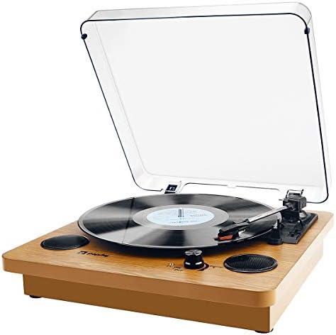 Popsky Record Player,Built-in Dual Channel Stereo Speakers with New Upgraded Ruby Stylus, 3-Speed Premium Retro Bluetooth Turntable Suitable for Gift Giving, with AM/FM Function.