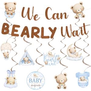 Bear Baby Shower Decorations - We Can Bearly Wait 10PCS Teddy Decorations Cute Blue Babys Decor Hanging Banner Swirls Decoration Kit for Boys Gender Reveal Sign Announcement Party Supplies Bear Baby Shower Decorations - We Can Bearly Wait 10PCS Teddy Decorations Cute Blue Babys Decor Hanging Banner Swirls Decoration Kit for Boys Gender Reveal Sign Announcement Party Supplies