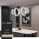 Buccleuch 5-Ring Crystal Chandelier, Height Adjustable UL-Certified Dimmable LED Pendant Light, Stainless Steel K9 Crystal Ceiling Light for Dining Room Living Room Bedroom, 6000K 4400lm