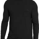 Bamboo Viscose Men's Long Sleeve Shirts Casual Crew Neck Pajama Tops (Medium, Black)