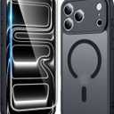 FNTCASE for iPhone 17 Pro-Max Case: Matte Magnetic Phone Cases with Screen Protector Compatible with Magsafe Slim Anti Yellowing Rugged Shockproof Protective Translucent Cell Cover (C-Black)