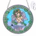 Stained Glass Angel Suncatcher Window Hanging Ornament for Home and Garden Decor 100% Real Glass with Elegant Angel Design Gift for Mom and Loved Ones.