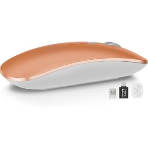 SABLUTE M31 Bluetooth Mouse for MacBook Pro/Air, iPad - Rechargeable Tri-Mode Wireless Mouse for 3 Devices (BT 5.2 + 2.4G), Sleek Slim Silent Mouse for Surface, Windows, Cosmic Orange