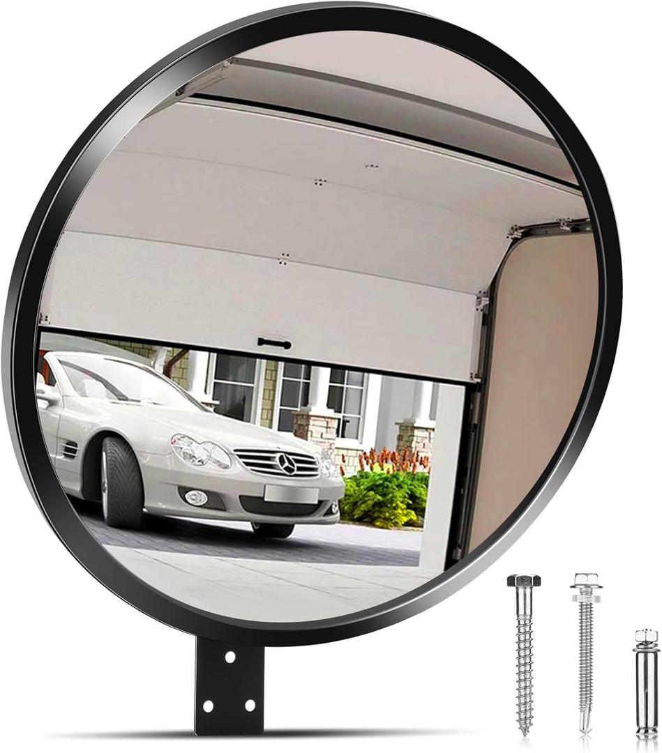 12 Acrylic Convex Mirror Convex Security Corner Mirrors, Adjustable Fixing Bracket with Wide Angle, Indoor Outdoor Curved Safety Mirror for Room Driveway Parking Garage Office By Hydencamm