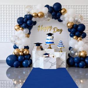 Blue Carpet Runner for Party 140GSM Polyester Fabric Carpet Runner Decorations for Hollywood Theme Party, Runway Rug Prom Aisle Rug (Blue, 4 X 30 FT)