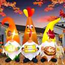7FT Thanksgiving Day Inflatable with LED Light, Kalolary Thanksgiving Three Gnome Inflatable Fall Harvest Outdoor Decoration Thanksgiving Yard Blow up Inflatable for Lawn Home Holiday Autumn Party
