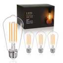 BORT 4Pack ST58/ST19 Vintage LED Edison Bulbs, Warm White 2700K, 6W Equivalent 60W LED Filament Light Bulbs, Dimmable 700LM, E26 Decorative Light Bulb
