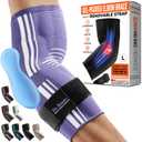 DR. BRACE Elite Elbow Brace Support, Breathable Elbow Compression Sleeve with Gel Pad for Golfer's, Tennis Elbow & Tendonitis Treatment & Pain Relief 2024 (Purple-White, Large)