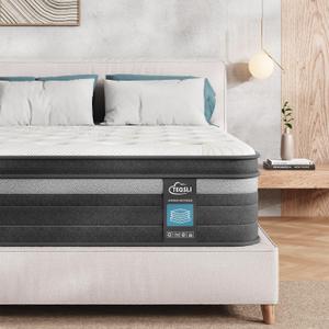 TeQsli Queen Size Mattress 12 Inch, Gel Memory Foam & Pocket Springs Queen Hybrid Mattress in a Box for Back Pain Relief & Motion Isolation, CertiPUR-US Certified