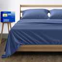 THREAD SPREAD 100% Pure Egyptian Cotton Sheets Full Size - 1000 Thread Count 4 PC Deep Pocket Full Size Bed Sheets Set, Soft Sateen Weave Luxury Hotel Cooling Sheet, Fits Mattress Upto 18" - Deep Blue