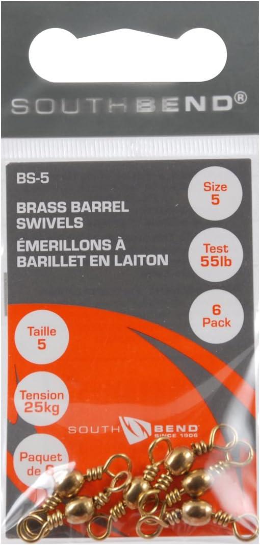 SouthBend Brass Barrel BS-5 Fishing Swivel Size 5/Twisted Wire Eyes 6 pcs 3 packs