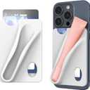 DOB SECHS Silicone Lip Holder with Card Holder Compatible with Lipstick Lip Glaze Phone Case Back Stick On Holder for iPhone and Android Smartphones Grey, Small