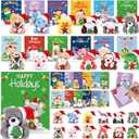 24 Set Christmas Mini Plush Bulk with Xmas Cards Small Christmas Stuffed Animals Bulk Tiny Soft Plush Keychain for Xmas Holiday Party Favors Goodie Bag Filler Gifts Exchage
