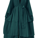 Muslim Abaya Dress for Women - Long Sleeve Islamic Dubai Abaya Cardigan Robe - Middle East Prayer Dress with Hijab, XL
