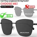 MAXJULI XL Size Extra Large Polarized Sunglasses 151 MM for Big Wide Heads Women Metal Glassess 8815 (Silver+ice Blue)