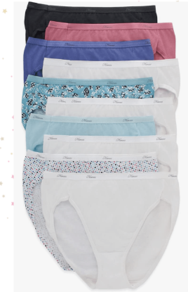 Hanes Women's Underwear Briefs Pack, 10-Pack, Cotton Panties for Women, Moisture-Wicking, Full Coverage. Size7