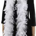 White with Silver Tinsel Boas - 80g 2 Yards Feathers Boas for Party Bulk,Christmas,Wedding,Concert,Pet and Home Decoration(80g-WhiteSilverTinsel)