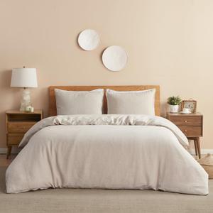 DAPU 100% Linen Duvet Cover, Pure Natural French Flax Linen with Corner Ties&Zipper Closure Soft Breathable Durable for Hot Sleepers 1 Duvet Cover 2 Pillowcases(Natural Linen, California King)