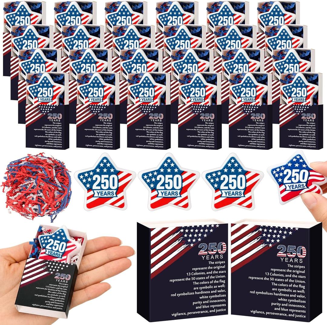 Wettarn 36 Sets America 250 Years Gifts Flag Stress Balls with Gift Boxes for USA Anniversary Patriotic Souvenirs 250th Party Favors Desk Decor