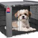 HiCaptain Breathable Dog Crate Cover 24 Inch, Durable Heavy Duty Kennel Cover, Dual Zippered Panels, Windproof Waterproof UV-Resistant(Grey)