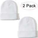 NPJY Unisex Beanie for Men and Women Knit Hat Winter Beanies (2 Packs White)