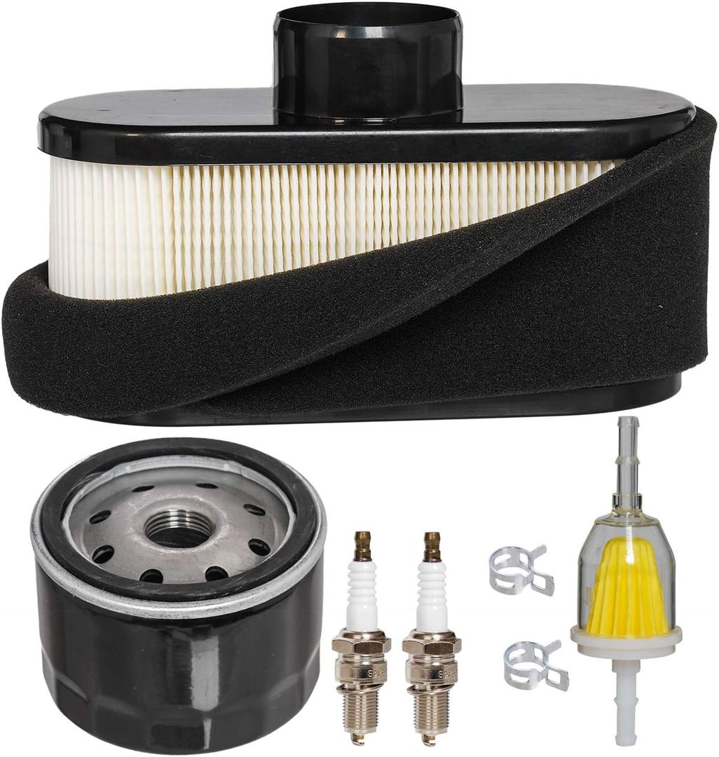 HIFROM Air Filter Pre Filter Cleaner Fuel Oil Filter Spark Plug Kit Compatible with John Deere X300 X304 X300R X320 X360 X500 X530 Z445 Z465 Z645 Z655 Z540M 4-Cycle Engine Replace MIU12555