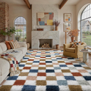 Checkered Area Rug 9x12 for Living Room Soft Fluffy Shag Carpet
Machine Washable, Non-Slip, Colorful, High Pile, Cozy for Bedroom, Kids Room, Nursery, Playroom, Classroom, Modern Decor