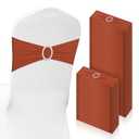 CHENGU 150 Pieces Spandex Stretch Chair Sashes Bows Elastic Chair Cover Bands Ties with Buckle Slider for Wedding Party Reception Events Universal Ceremony Banquet Decorations (Terracotta)