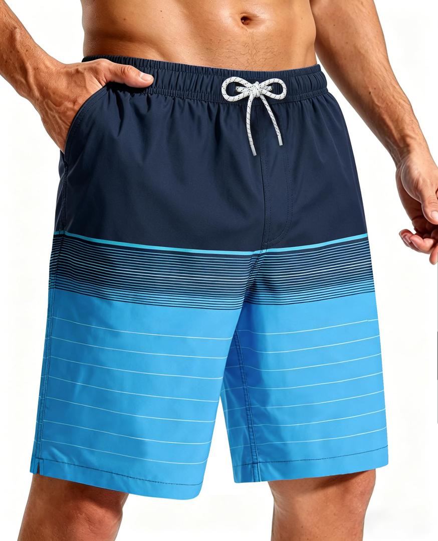 CoozySphere Men's Swim Trunks 9 Inch Bathing Suit Board Shorts with Pockets Swimming Swimsuit Beach Shorts M